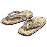 [ネンリンラボ] 〔七島イ問屋青木本店〕 カジュアル縄雪駄 草履 男性用 (刺し子・茶色)