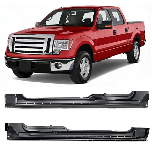 VRC Rocker Panels Compatible with 2009-2014 Ford F-150 Extended/Super Cab Heavy-Duty Steel Side Skirts Driver & Passenger Side Lower Body Panels