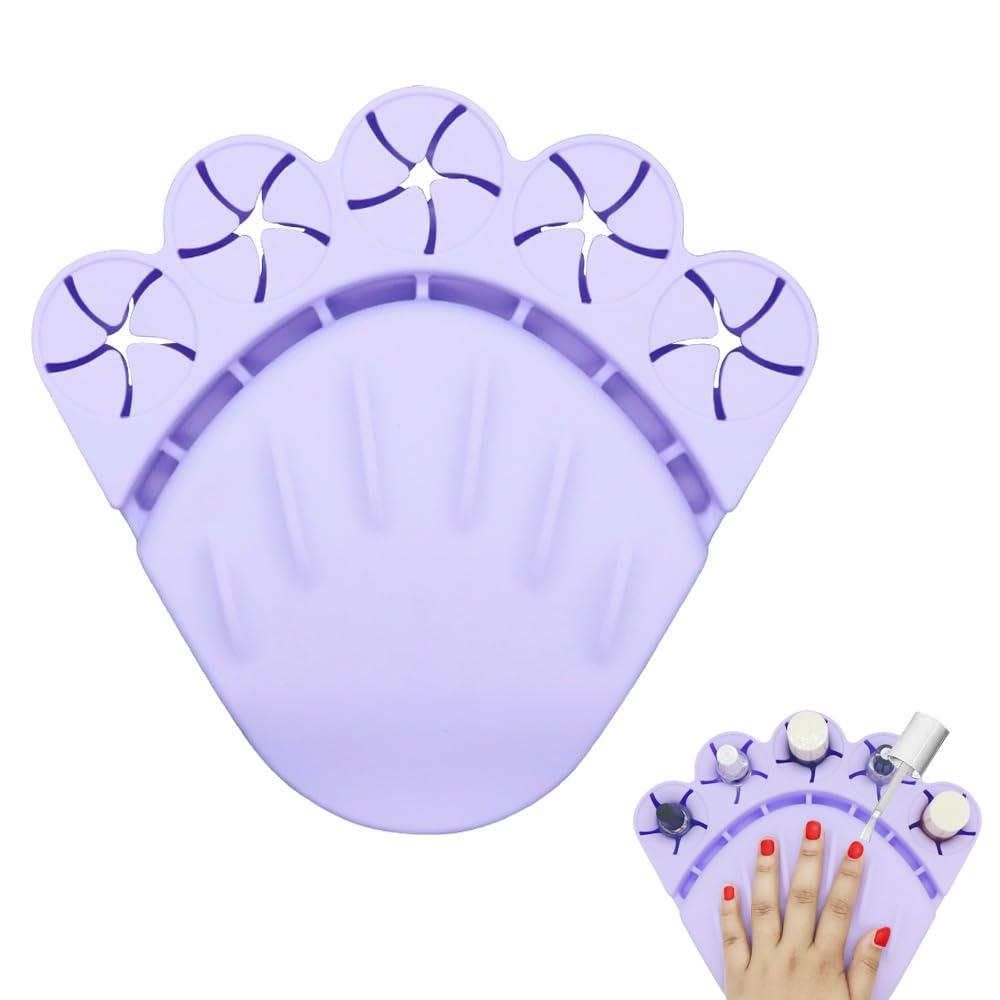 HMAXING Anti Spill Free Tilt Nail Polish Bottle Holder, Home Fingernail Polish Stand Arm Rest Pad,Art Tool Nail Paint Tech Mat Polish Bottle Organizer Manicure Accessories