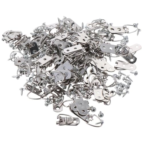 Image of 100Pcs D-Ring Heavy Duty Picture Hangers with 200 PCS Screws for Hanging Picture Frames, Mirrors, Picture