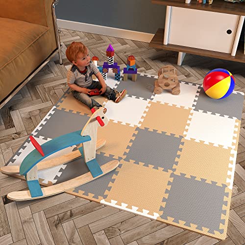 Angels FOAM MATS Soft Foam Baby Play Mats Tiles With Borders, 32 Pcs Set - Playmat Multi Use, Create & Build A Safe Area Interlocking Jigsaw Puzzle Eva Non-Toxic Floor For Toddler Infant Kids Toy Room & Yard thumb #4