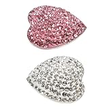 Mikikit Herz Kühlschrankmagnete aus Edelstahl mit Strasssteinen 2 Stück 2.5X2.47 Zoll für Küche Büro und Zuhause Magnetaufkleber