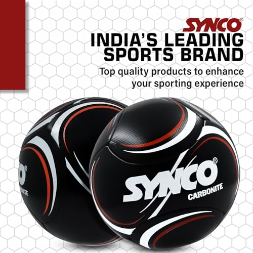 Image of Synco Carbonite Football | PVC Machine Stitched | 6 Panel | Training Football for Beginners | Suitable for Soft & Turf Ground | Soccer Ball Size- 5