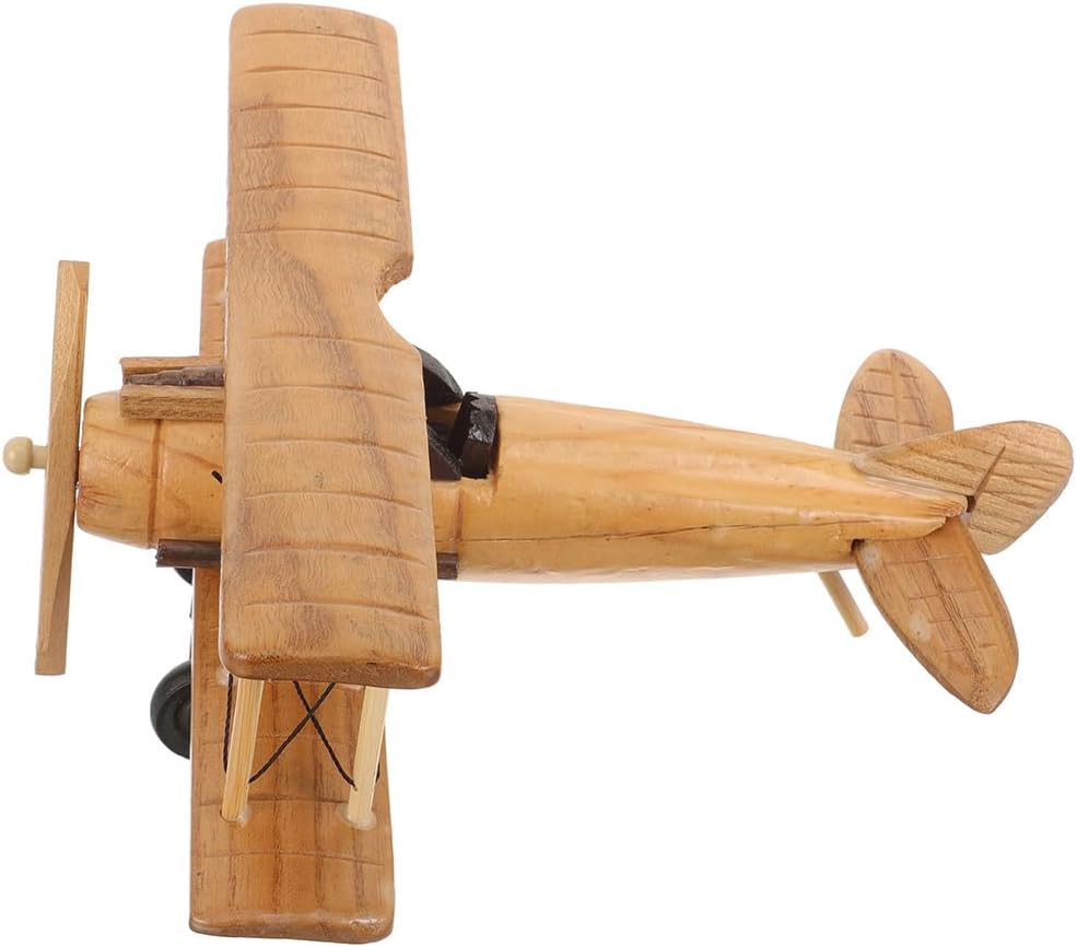 Wooden Airplane Model Small Vintage Plane 3D Propeller Airplane Wood Aircraft Retro Figurines for Plane Desktop Ornament 7.86 x 7.86 x 3.93Inch Random Color