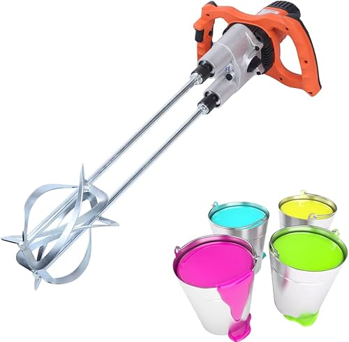 Mezclador eléctrico de mortero, mezclador de mortero de doble paleta de 1800 W, doble velocidad de engranaje alta y baja, lechada de cemento de