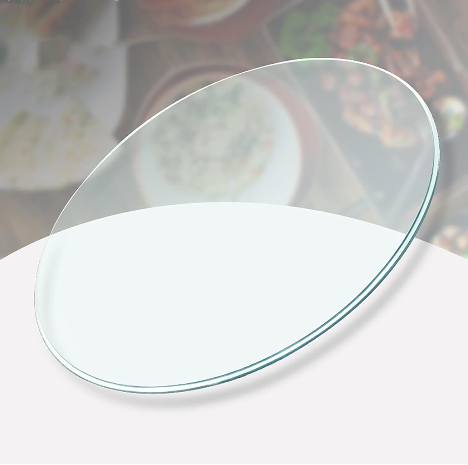 Round Tempered Glass,Round Clear Tempered Glass Table Top,with Anti Slip Pads,Durable and Sturdy,Round Glass Top ﻿(58CM (23IN))