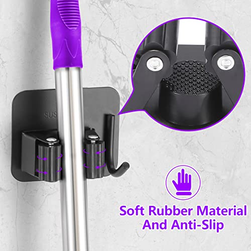 Broom Holder Wall Mount Self Adhesive, Sturdy Heavy Duty Stainless Steel Mop Gripper Rack Perforated Free, Perfect For Laundry Room Organizer, Fit With Laundry Kitchen Garage Garden Storage System #TOP2