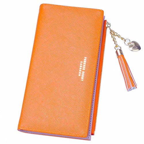 Valentoria Womens Wallet Cute Elegant Long Slim Card Holder Case Minimalist Coin Purse Thin Tassels Zip Clutch Wallets for Girls Ladies