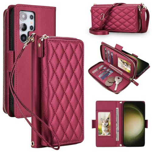 Protection portefeuille Samsung S25 bordeaux finition chic et blocage RFID