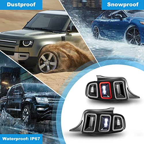 Roxx Led Tail Lights Assembly Compatible With 2010 2011 2012 2013 2014 Ford Mustang, Chrome Housing Smoke Lens Rear Brake Lamp Taillights Replacement Super Brightness 1 Pair(Smoke Lens) #TOP1