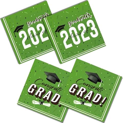DYLIVeS 50 Pack Grad Party Napkins, Grass Green Cover