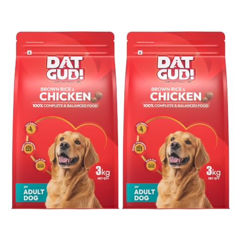 Image of DatGud Adult Dry Dog Food, Chicken & Brown Rice, 6 kg(3 kg + 3 kg Free) | Complete & Balanced Nutrition | Weight Management Support | Glucosamine for Joints | Easy Digestion | Healthy Skin & Coat