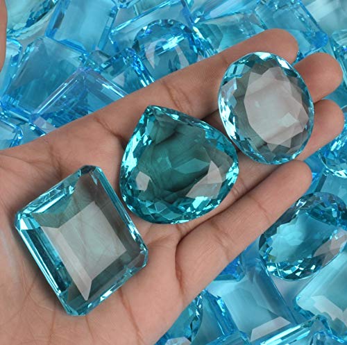 Gemhub Wholesale Set Of 4 Piece Approx 200 Ct Sparkling Swiss Blue Topaz Faceted Mix Cut Jewelry Making Loose Gemstones Beads #TOP5