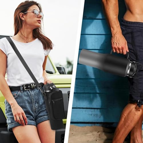 Image of Insulated Water Bottle 32 OZ - with Straw & Pop-up Spout Lid, Keep Cold-48H Hot-12H, Stainless-Steel with handle for Women Men, Metal Flask Water Bottle Fits in Cup Holder