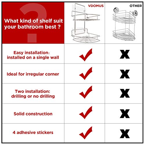 Vdomus Pot Rack Ceiling Mount Cookware Rack Hanging Hanger Organizer With Hooks (33 X 17 Inch) And Strong Shower Caddy 2 Tier Bathroom Corner Shelf Organizer Polished Chrome- No Drilling Needed Basket #TOP7