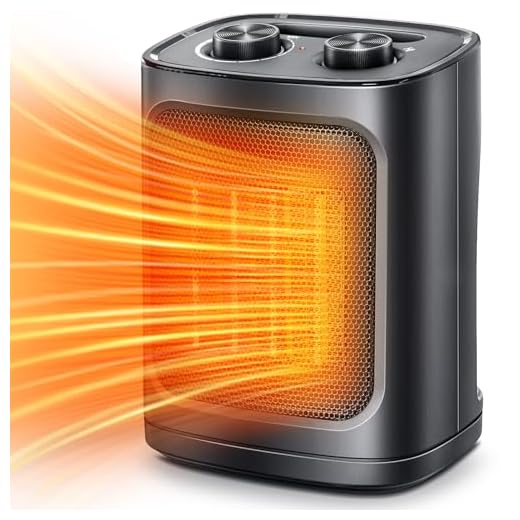 Kismile Aquecedor de espaço pequeno para uso interno, aquecedor elétrico de cerâmica, ventilador de aquecedores portáteis para escritório e quarto com termostato ajustável listado pela ETL, 1500W