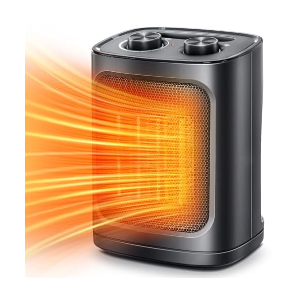 Kismile Small Space Heater for Indoor Use, Electric Ceramic Space Heater, Portable Heaters Fan for Office and Bedroom with Adjustable Thermostat ETL Listed,1500W