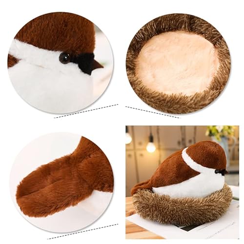 Xizhi XIZHI-MAQUEWO Sparrow Plush Toy With Bird'S Nest 15.7 Inch Stuffed Animal Figures Bird Throw Plush Pillow Toys Huggable Soft Animal Doll thumb #1
