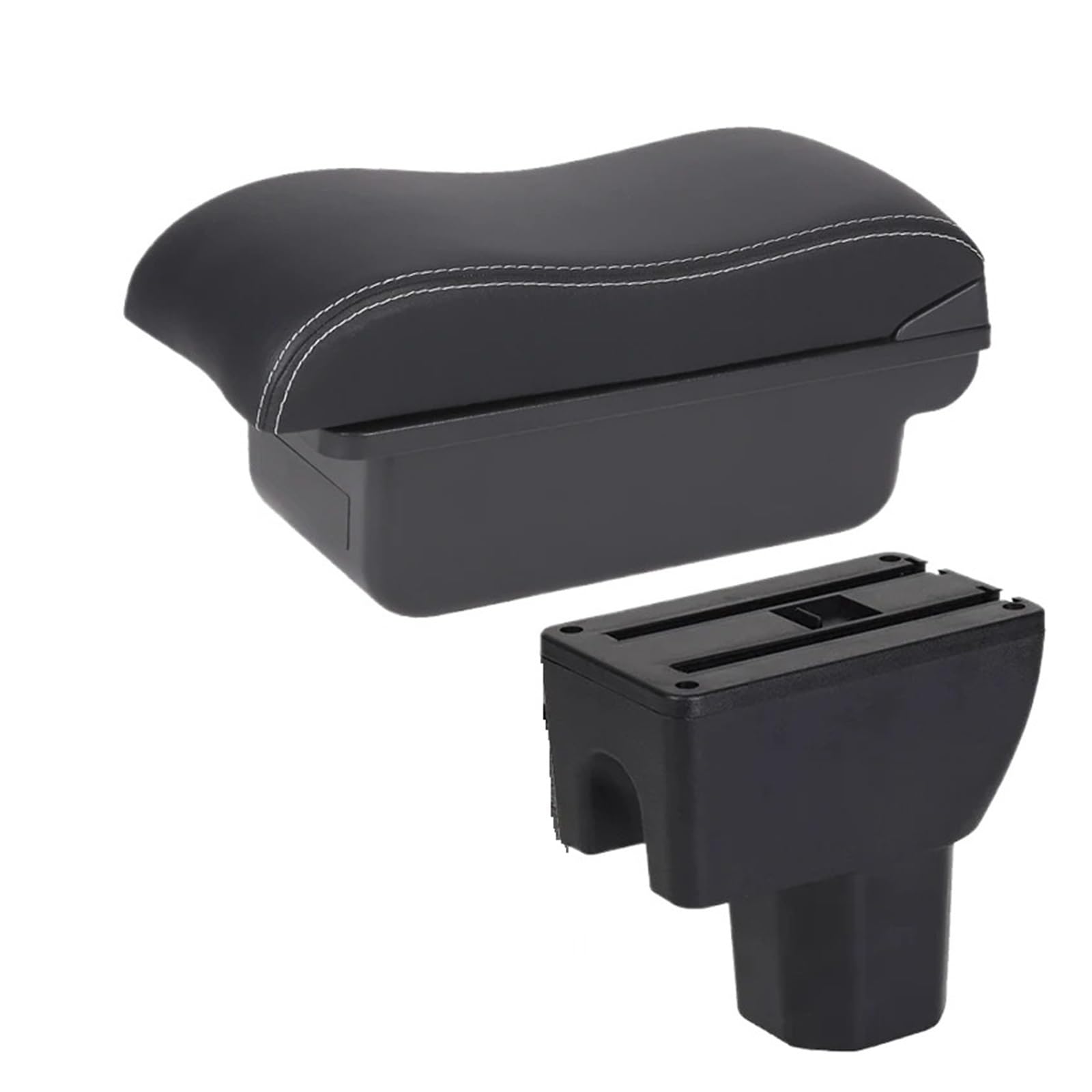 Umdjju C3 Black White Nousb For Suzuki For Splash Car Armrest Auto Storage Box Arm Bracing Heighten Interior Details Retrofit Part Car Centre Console Armrest Box(C3 Black White Nousb)