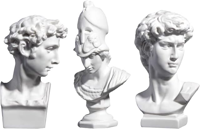 3 Pcs Bust Statue Sculptures Sturdy Mini Greek Statues Art Craft Figurine Head Sculptures Decorations for Home Decoration Sketch Practice