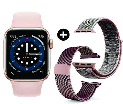 Relógio Smartwatch IWO 13 Série 6 44mm GPS com 3 Pulseiras Inclusas Rose Lançamento