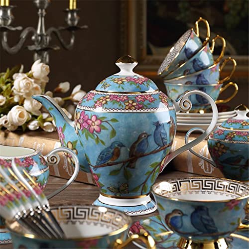 Fantasy Blue Pastoral Style Bone China Juego de café Juego de té Estilo Europeo Phnom Penh Juego de Tazas de té de la… - Imagen 5