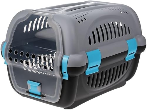 Pet Animal Transport Cage for Small Pets, Portable Plastic Carrier with Ventilation and Handle, Travel Box for Cats, Dogs and Small Animals Up to 8 kg