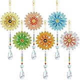 6 Pcs Diamond Painting Suncatcher Wind Chime Double Sided Crystal Diamond Painting Hanging Ornament