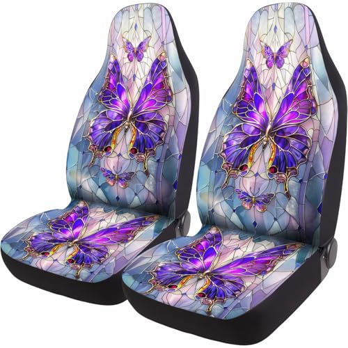 GENANY Purple Butterfly Car Seat Covers Set of 2, Breathable Front Seat Covers for Truck Sedan SUV, Purple Car Accessories, Butterfly Gift for Women by GENANY - Used condition - US$26.28