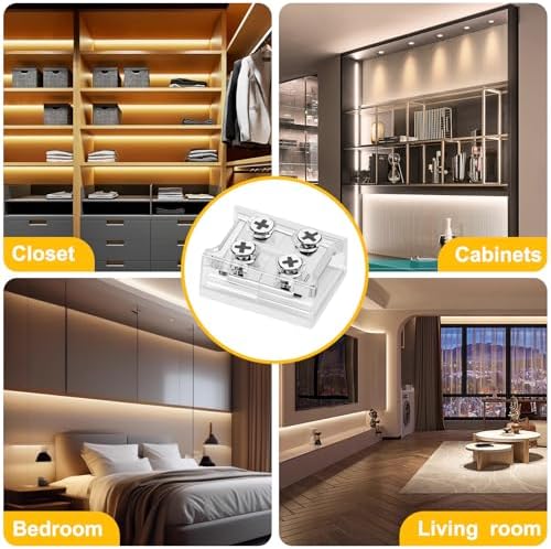 20 Pack 2Pin 8mm RGB LED Light Strip Connectors, Transparent LED Strip Light Connectors with Screwdriver Strip to Strip for 12V 24V Single Color SMD or COB LED Strip Lights