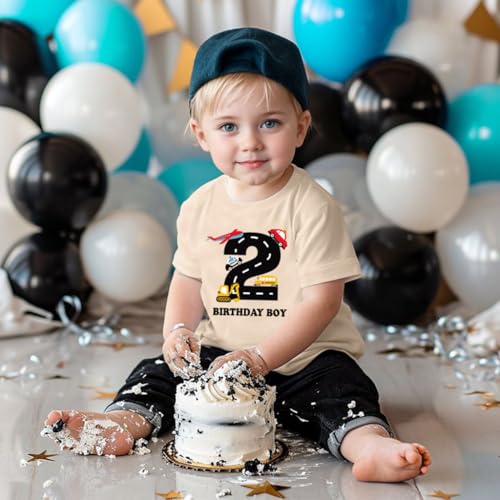 Birthday Boy Shirt Toddler Boys Construction Excavator Graphic Tee Birthday Boy Party Outfit 2-6 Years2