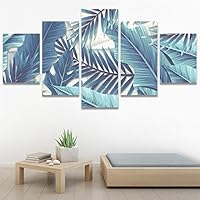 SIGNWIN 5 Panel Canvas Wall Art Modern Art Decorative Elements Fun Illustrations Leaves Multicolor Patterns for Home Decorations Ready to Hang - 60