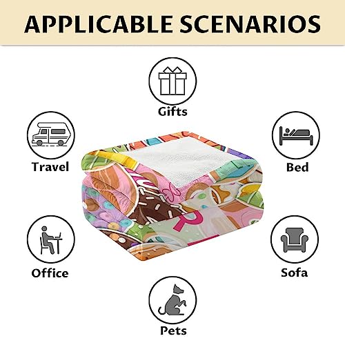 Girls Blanket - 30"x40" Cute Donut Throw Blanket Gifts for Kids & Adults - Personalized Colorful Soft Fuzzy Doughnut Blanket for Couch & Office
