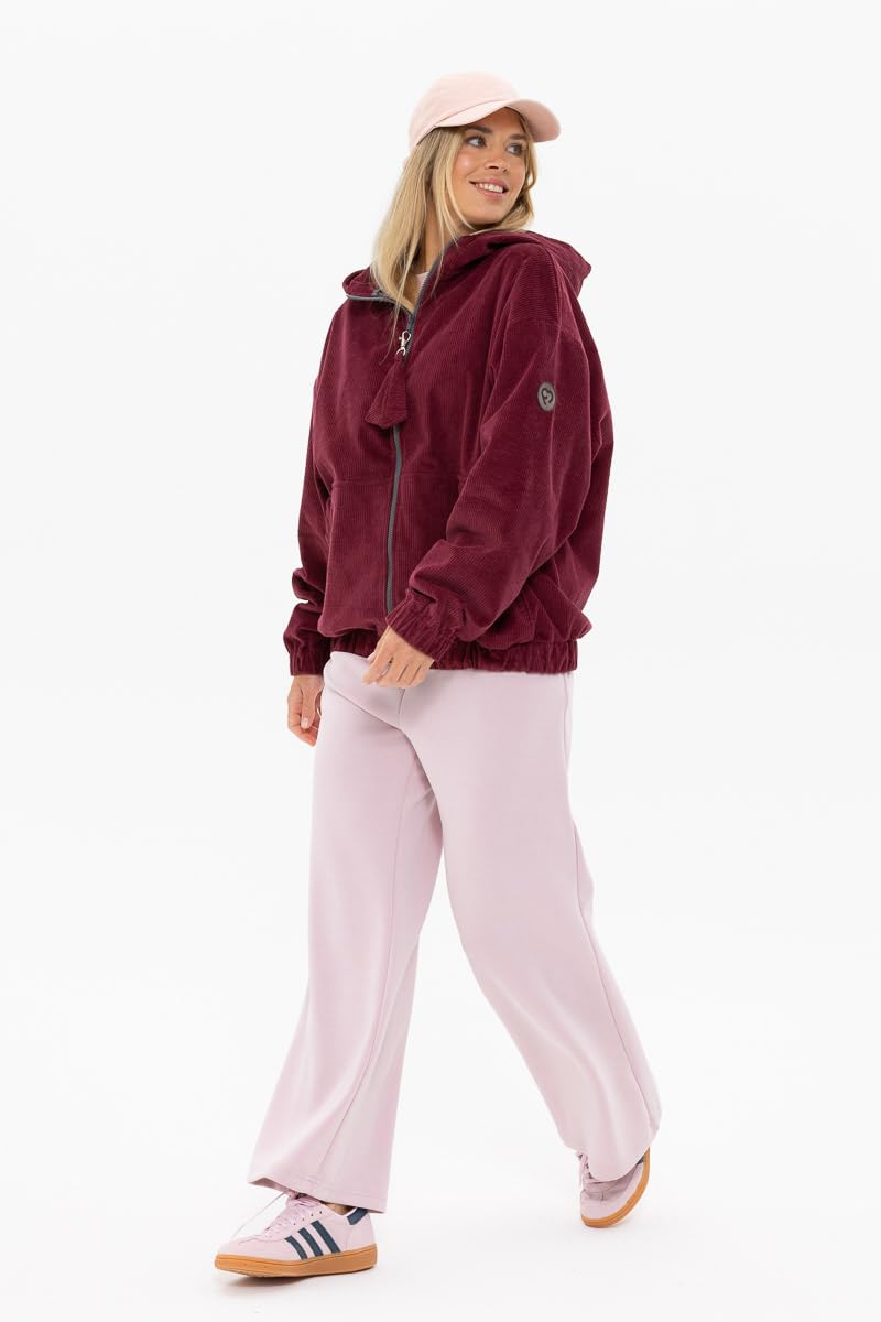 fun2bemum Cordjacke 3 in 1 Tragejacke Baby Umstandsjacke Oversize Herbstjacke für Mama mit Babytrage aus Baumwolle mit Einsatz (Standard, Cherry)