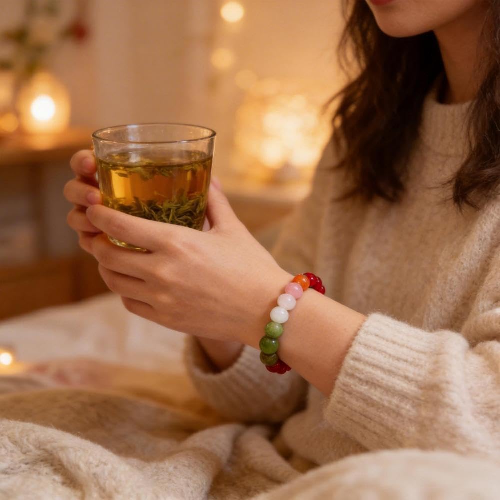 LIU JUN Fertility Bracelet For Women, Pregnant Mother Hormone Regulation Energy Balancing Natural Crystal Elastic Beaded Bracelets Pregnancy Emotional Support Jewelry Gifts