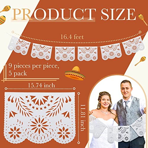 Tatuo Mexican Party Banners Large Plastic Papel Picado Banner Fiesta Party Decorations Mexican Party Decorations Mexican Fiesta Hanging Banner Flags For Cinco De Mayo Day Of The Dead (5 Pcs) #TOP1