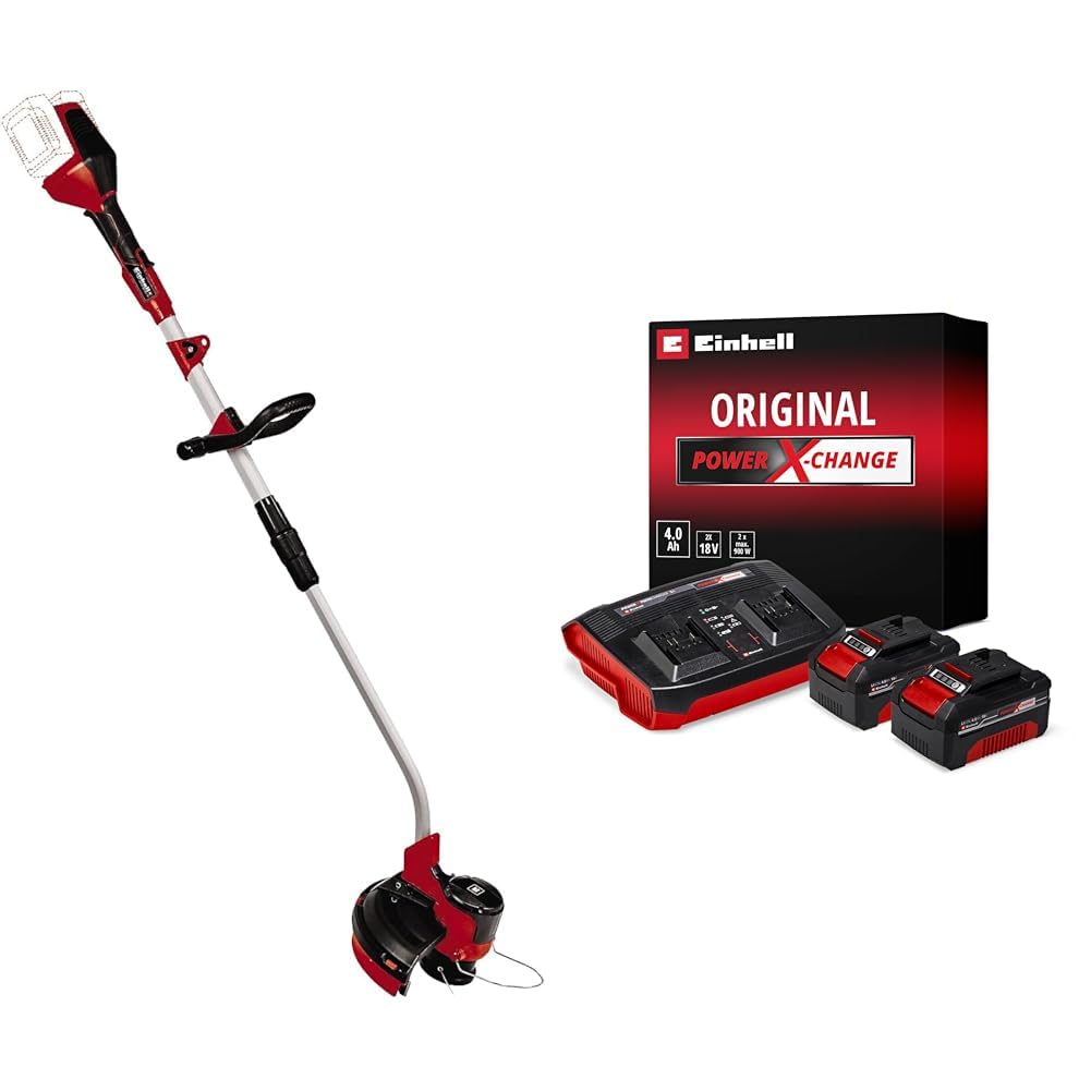 Einhell Pxc Zestaw Akumulator z Ładowarką, Czarny/Czerwony, ‎22.1 x 18.5 x 7.7 cm & Einhell Podkaszarka akumulatorowa GE-CT 36/30 Li E-Solo Power X-Change