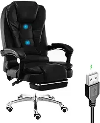 Cadeira De Escritório Nsx Presidente Massagem Apoio Aos Pés Cor Preto Material Do Estofamento Couro