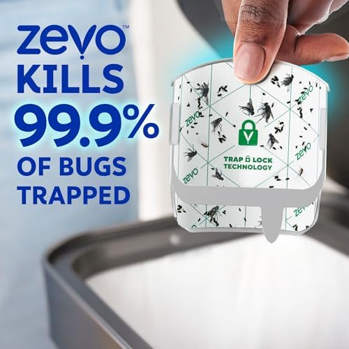 Zevo Compact Flying Insect Trap Kit with Refill Cartridges - Plug-in Indoor Bug Catcher for Gnats, House & Fruit Flies - Blue + UV Light Technology, No Odor, No Mess (1 Plug-in Device + 3 Cartridges) - 4