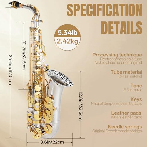 image for Kmise E Flat Alto Saxophone, Lightweight Saxophones for Students Begin