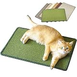 Pethave Cat Scratcher Mat, 23.6x15.7inch Natural Sisal Cat Scratchers for Indoor Cats with Velcro,Stick on Floor Cat Wall Scratcher,Horizontal Cat Scratch Mat Protect Furniture (Green Color)