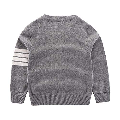 Motteecity Fashion Boys Long Sleeve Woolen V-Neck British Style Cardigan Grey 3T #TOP1