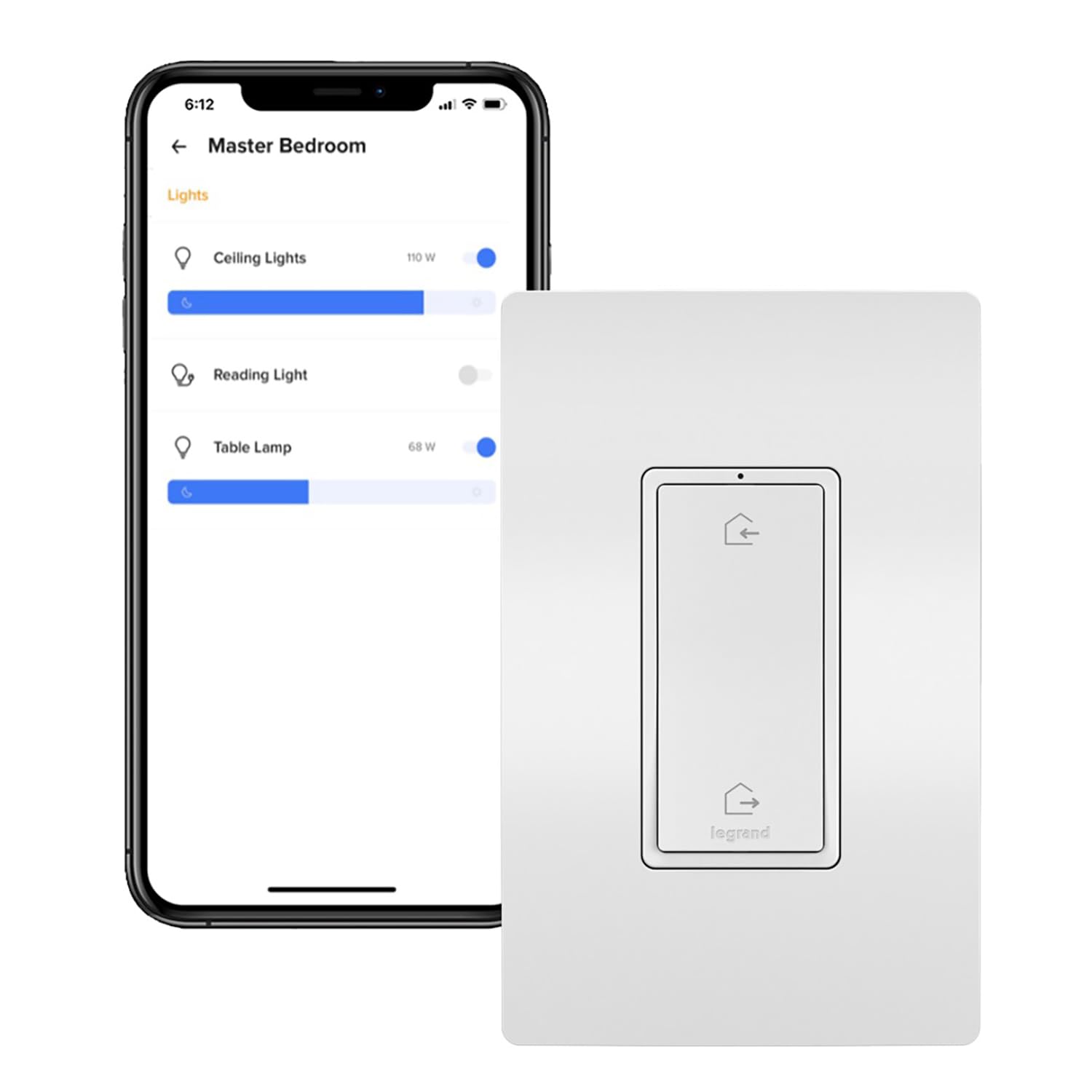 Legrand Radiant WNRL33WH Wireless Smart Switch with Netatmo, Home/Away, Compatible with Alexa, Google Assistant & Apple HomeKit, White (1 Count)