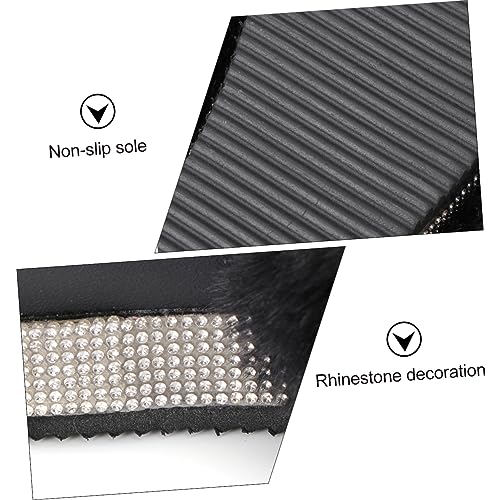 Stylish Thick Sole Rhinestone Slippers for Women Warm Plush Home Footwear Breathable and Moisture-absorbing Design for Winter Indoor Use4