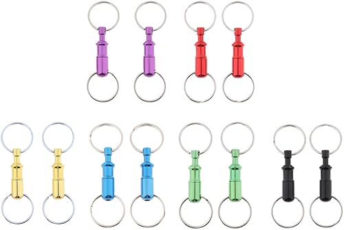 Miniatura 4 de nobrand 2 unidadesjuego de llavero de liberación rápida extraíble con dos anillos divididos resistentes accesorios para llaves (rojo)