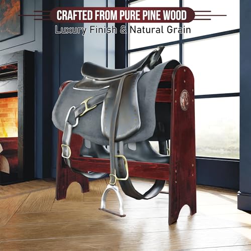 image for HOTCAN Pine Wood Saddle Rack – Ideal Saddle Stand for Western Horse 