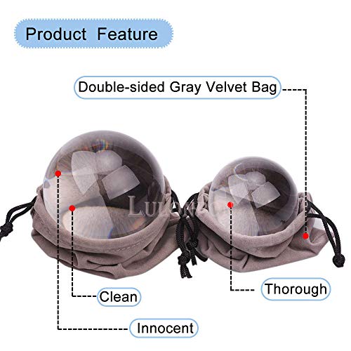 Lulonpon Crystal Ball, 3.15in & 2.36in Lens Balls Pro for Photography Accessories, K9 Crystal Sphere Ball with Two Microfiber Pouchs,Crystal Glass Photography Gifts Decoration Ball