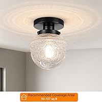 Vista 2 de DSMJFU - Lámpara de techo semiempotrada negra, pequeña lámpara de pasillo, lámpara vintage cerca de techo para baño, entrada, vestíbulo, armario