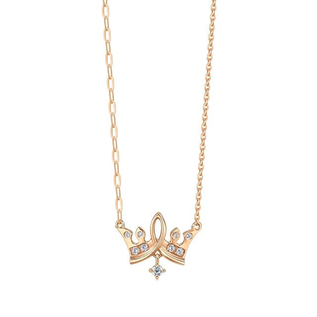 Chow Sang Sang CHOW SANG SANG Delicate Gold 18K Rose Solid Gold MINTY Collection Crown Necklace for Women 93320N | 18.5 Inches, (47 CM)