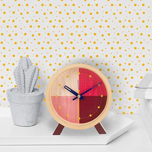 Cloudnola Flor Wood Desk And Alarm Clock Red, 7.1 Inch Diameter, Battery Operated Quartz Movement, Silent Non Ticking #TOP3